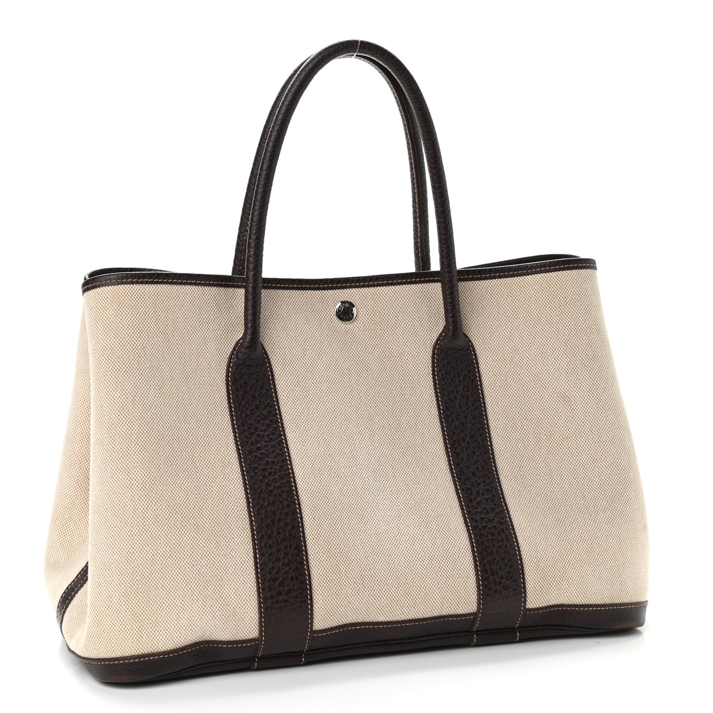 Toile Buffle Gala Garden Party Tote 36 MM Marron Fonce