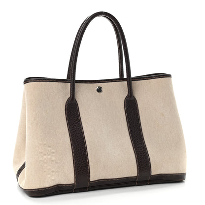 Hermes Toile Buffle Gala Garden Party Tote 36 MM Marron Fonce 3 of 12