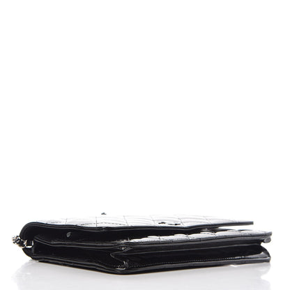 Chanel Patent Quilted Wallet On Chain WOC Black 4 of 9
