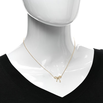 Tiffany 18K Yellow Gold Mini Bow Pendant Necklace 2 of 4
