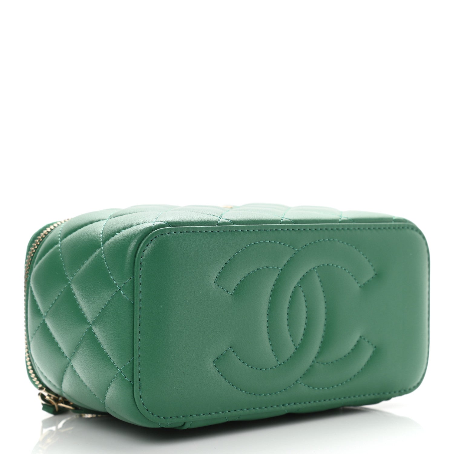 Chanel Lambskin Quilted Small Top Handle Vanity Case With Chain Green 3 of 10