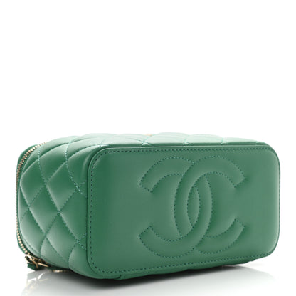 Chanel Lambskin Quilted Small Top Handle Vanity Case With Chain Green 3 of 10