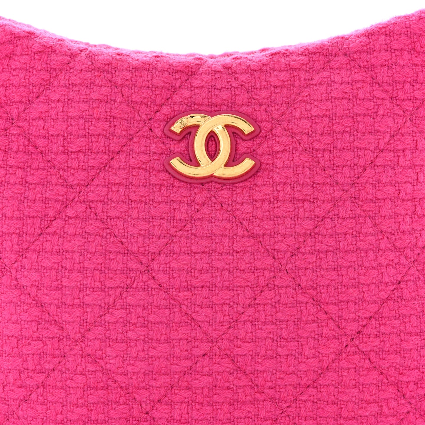 Cashmere Tweed Quilted CC Links Hobo Fuchsia