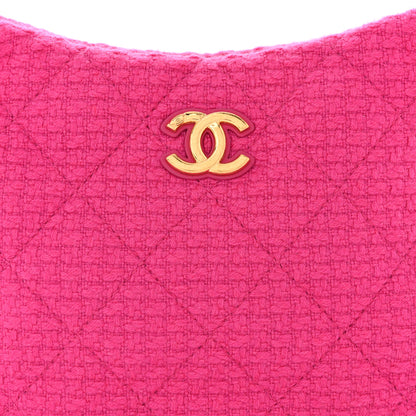 Chanel Cashmere Tweed Quilted CC Links Hobo Fuchsia 7 of 9