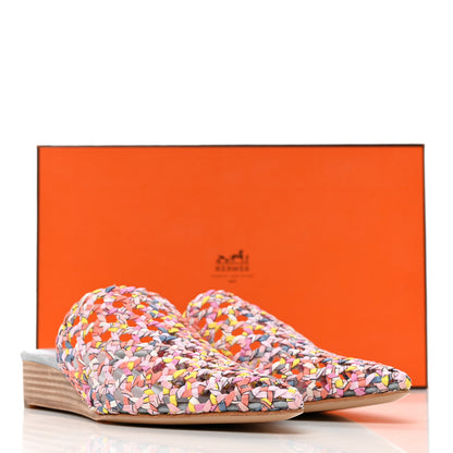 Hermes Silk Toscane Tressee Print Mules 35.5 Multicolor 7 of 7