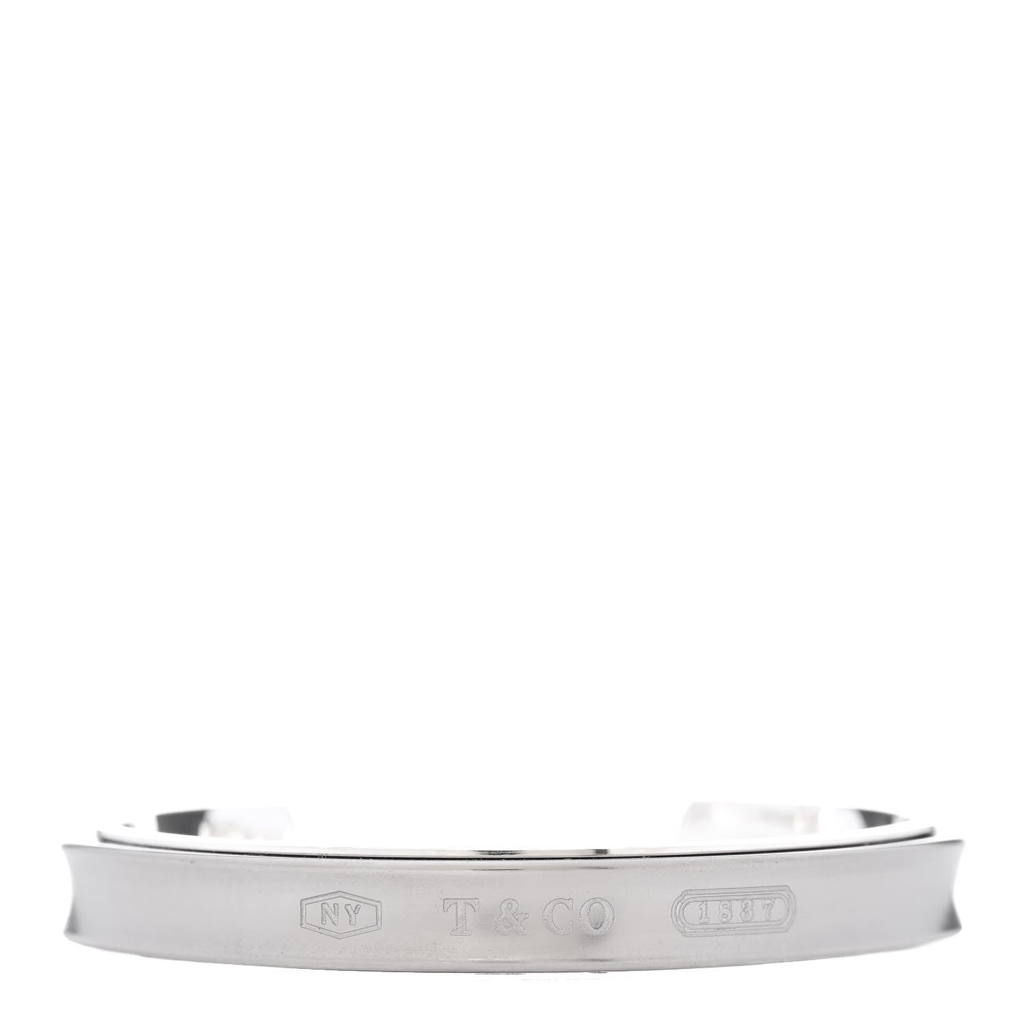 Tiffany Sterling Silver Titanium Narrow 1837 Cuff Bracelet 1 of 5
