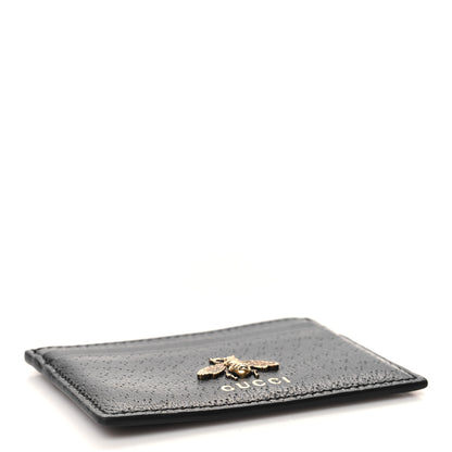 Gucci Pebbled Calfskin Animalier Card Holder Black 4 of 6