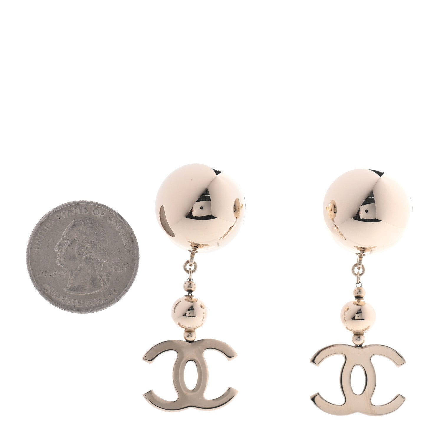 Chanel Metal CC Drop Earrings Gold 2 of 5