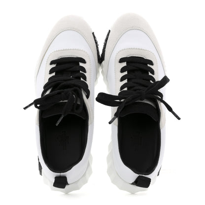 Hermes Sport Goatskin Suede Goatskin Bouncing Sneakers 38.5 White Black 2 of 9