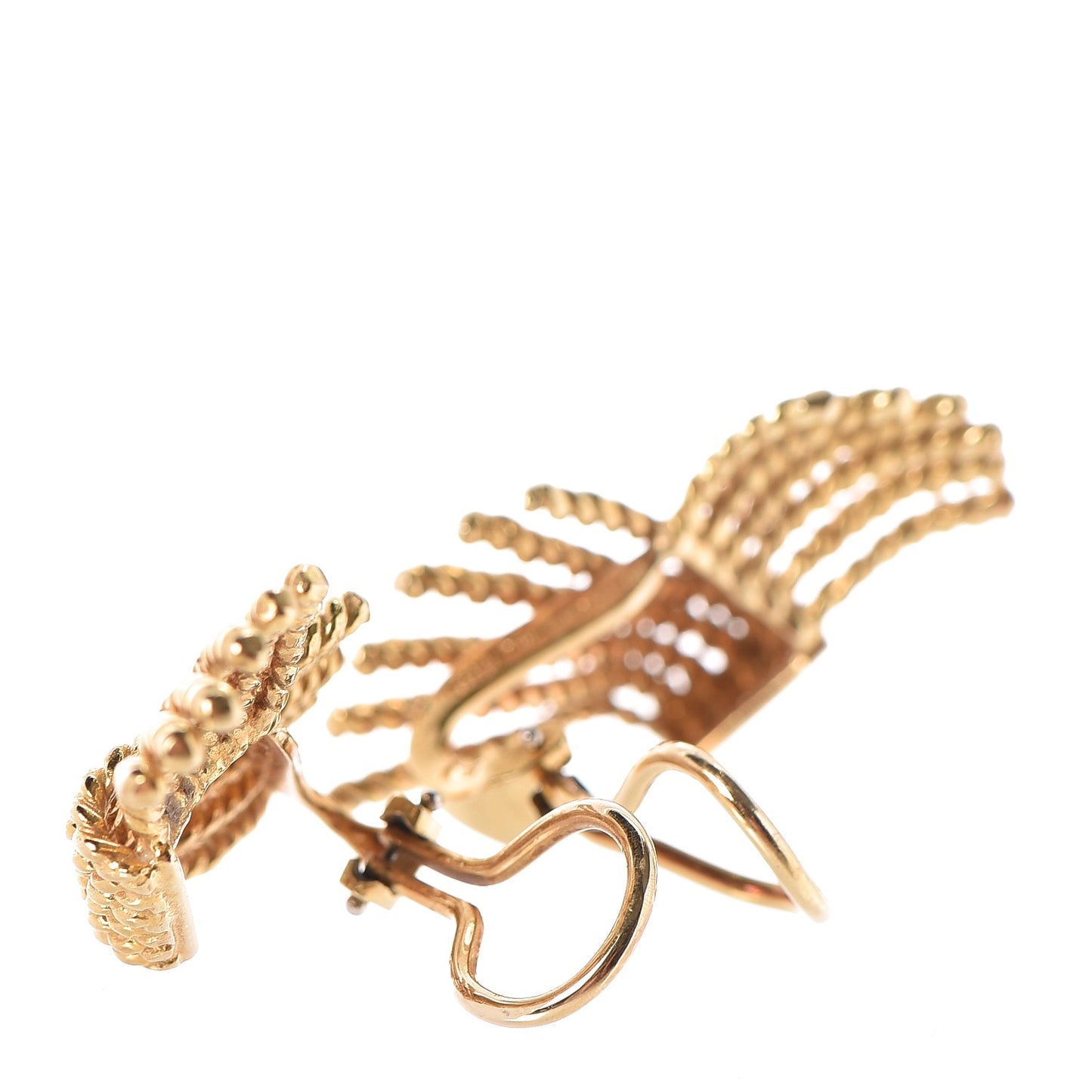 18K Yellow Gold Schlumberger V-Rope Clip On Earrings