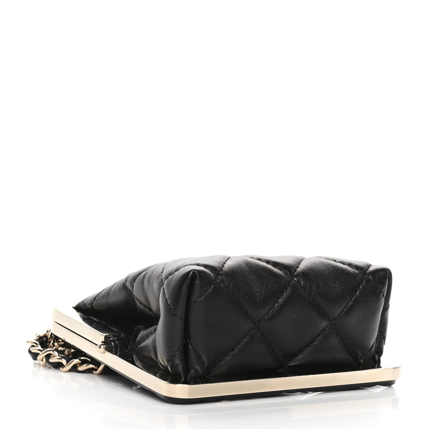 Chanel Lambskin Plexi Quilted CC Evening Clutch With Chain Black 4 of 11