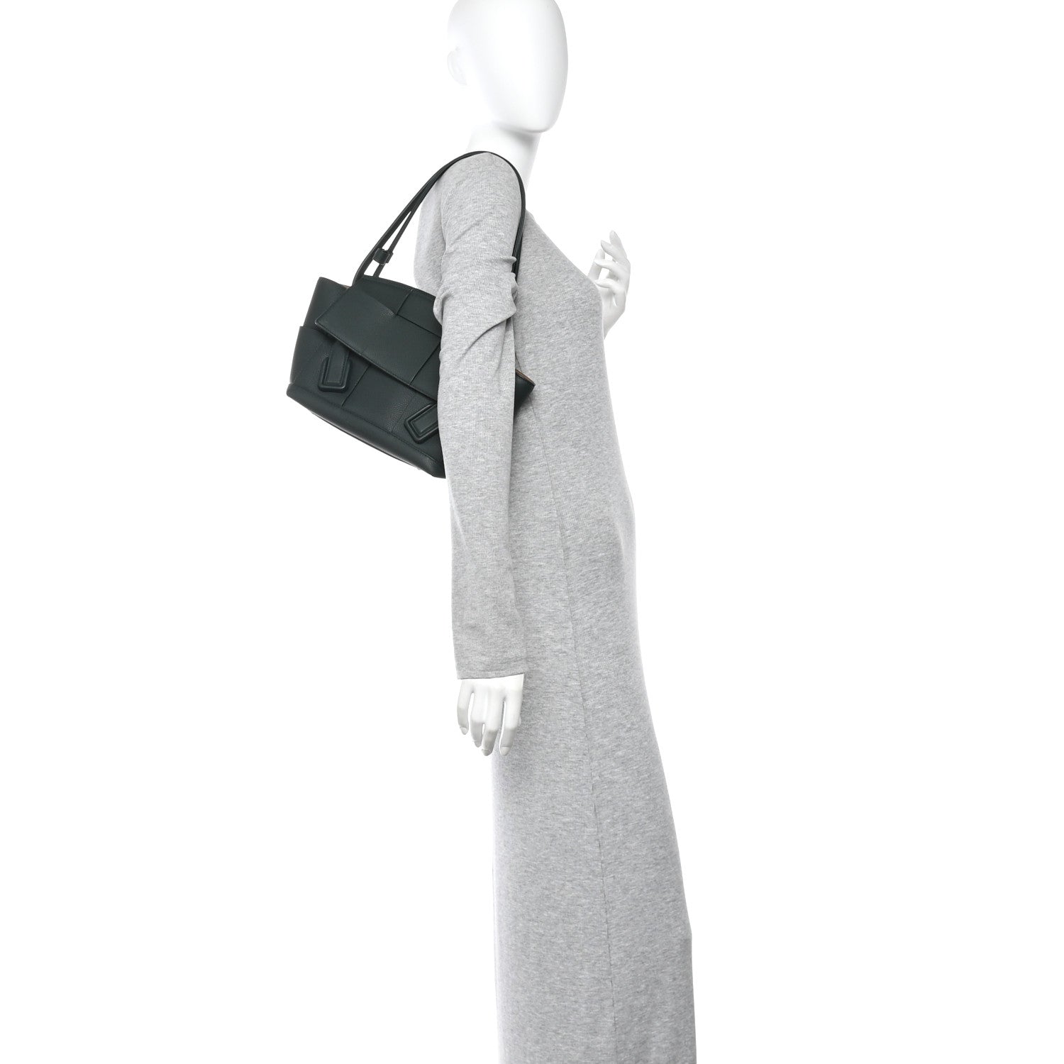 Bottega Veneta Grained Calfskin Maxi Intrecciato Small Arco Pine Green 2 of 12
