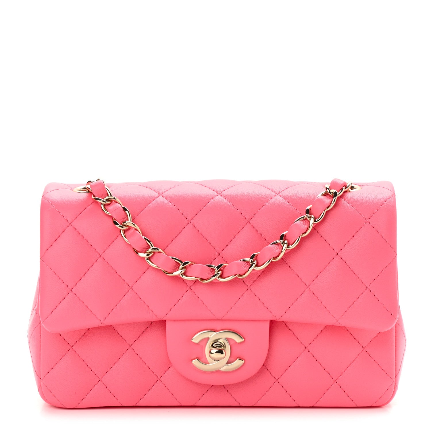 Chanel Lambskin Quilted Mini Rectangular Flap Pink 1 of 11