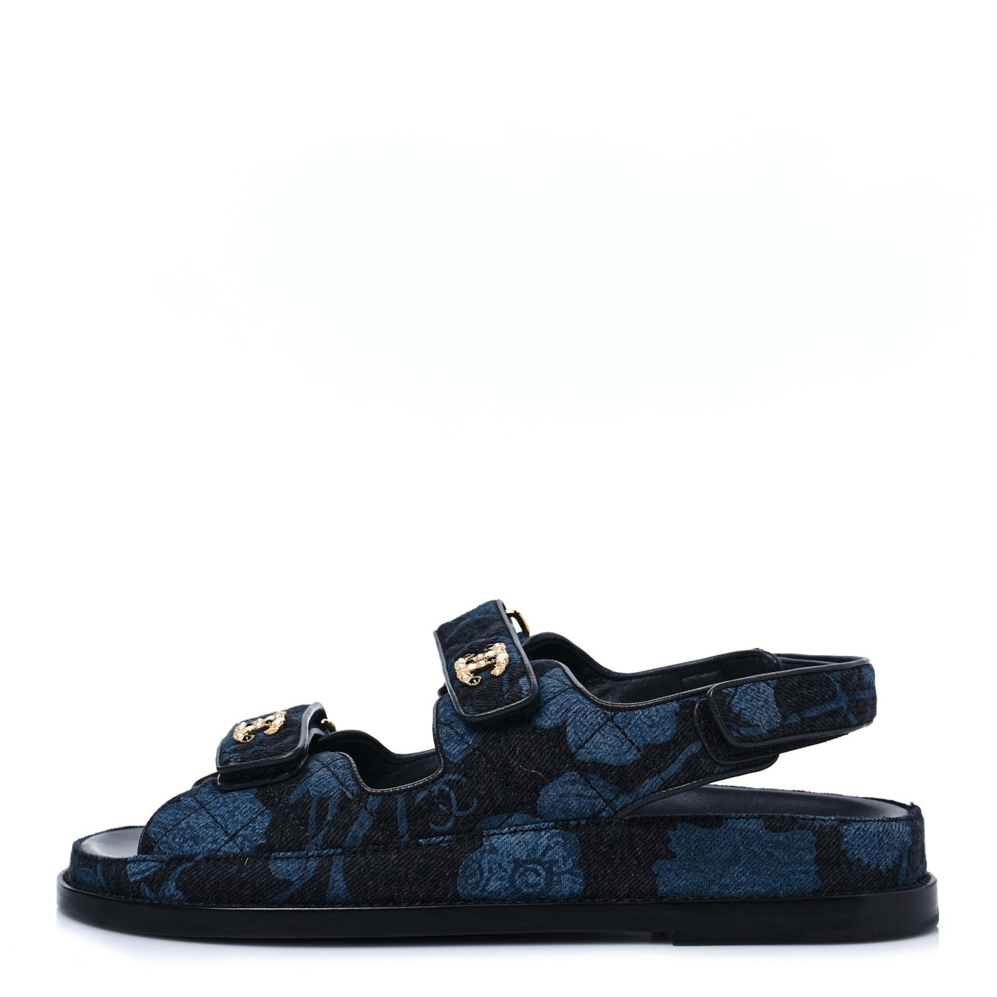 Denim Velcro Dad Sandals 39 Dark Grey Blue Black