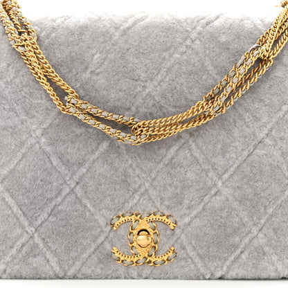 Chanel Shearling Lambskin Quilted On And On Medium Chain Flap Grey 8 of 10