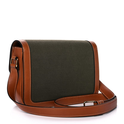 Celine Textile Natural Calfskin Classique Triomphe Khaki Tan 2 of 9