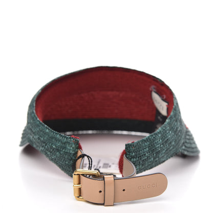 Gucci Raffia Web Visor M Green Red 4 of 6