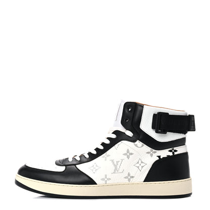 Louis Vuitton Calfskin Monogram Mens Rivoli High Top Sneakers 9.5 Black 1 of 14