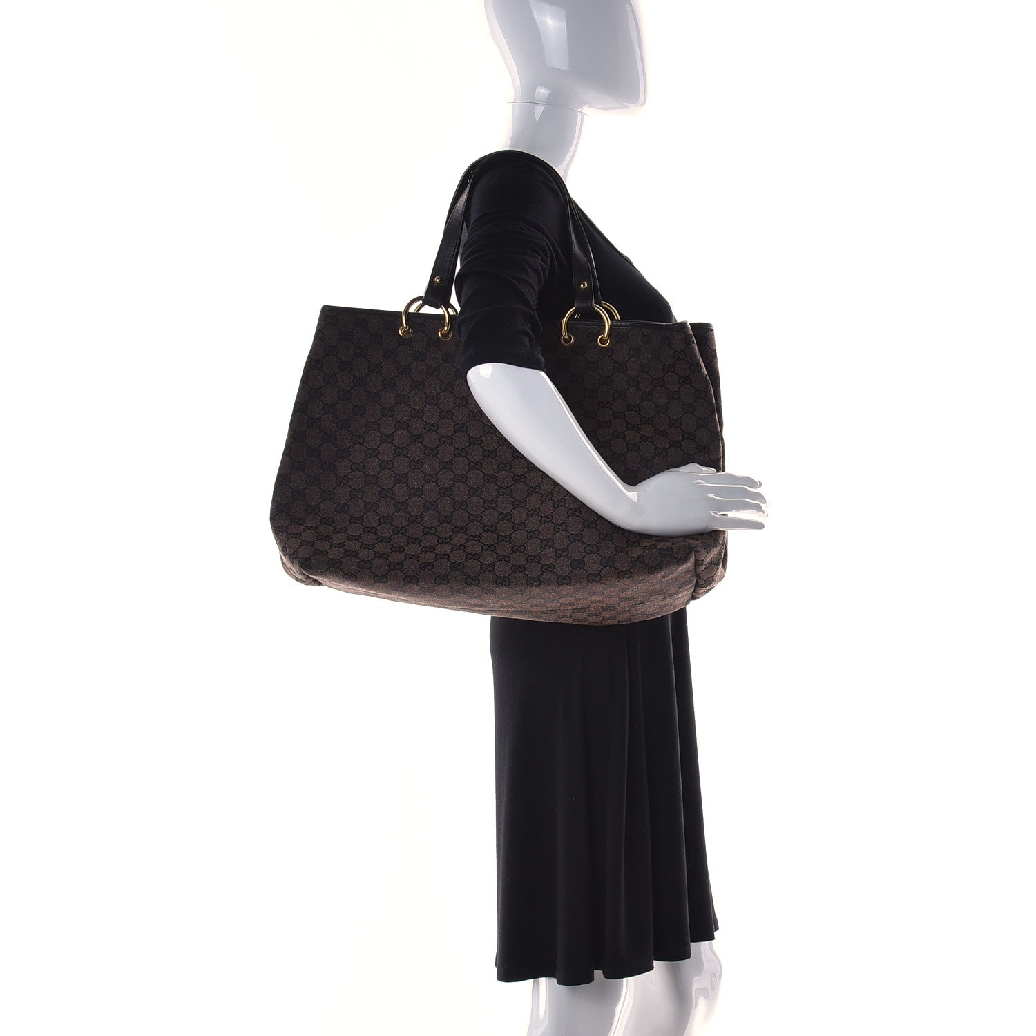 Gucci Monogram Denim Large Tote Brown 3 of 10