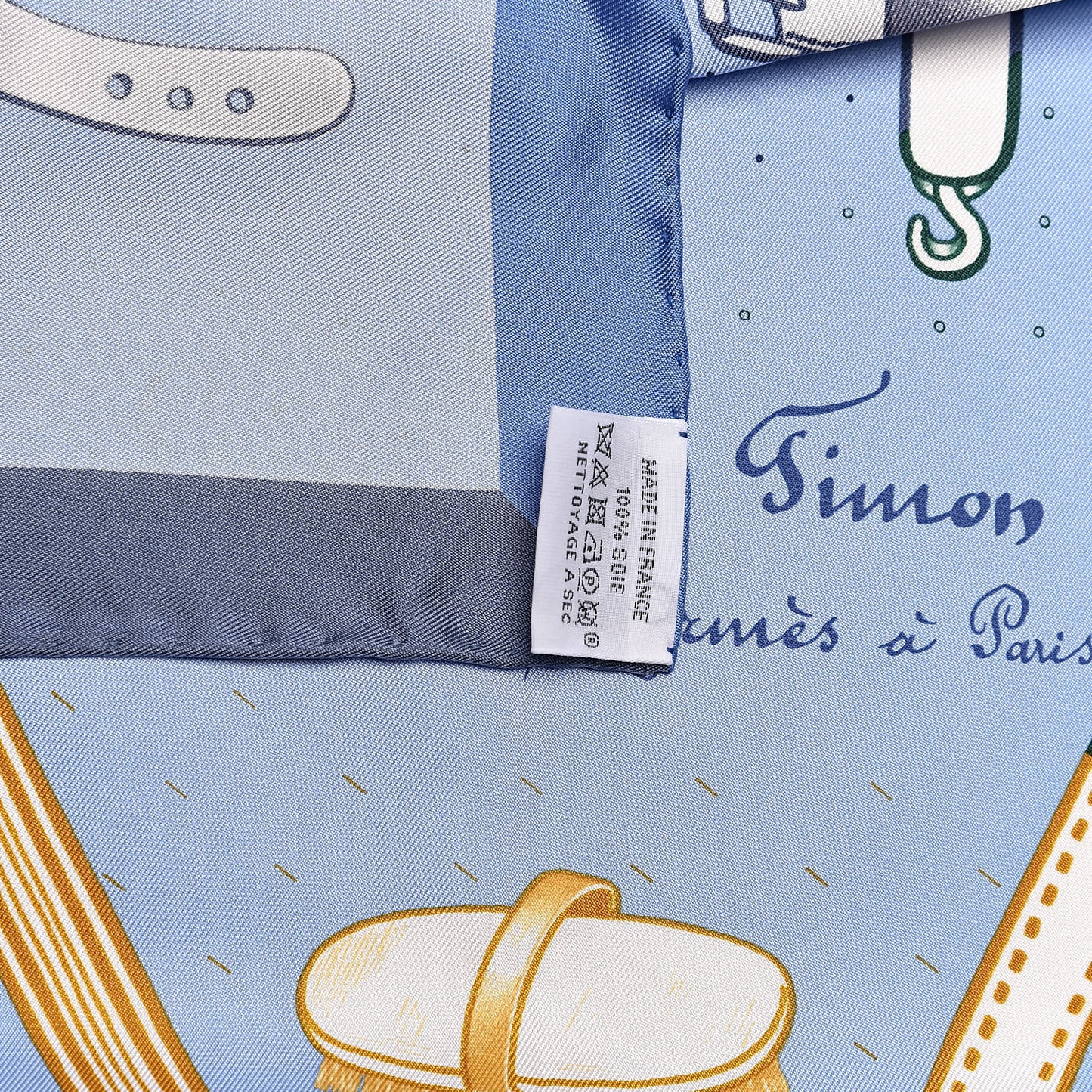 Silk Harnais De Timon Scarf 90 Bleu Ciel Blanc Beige