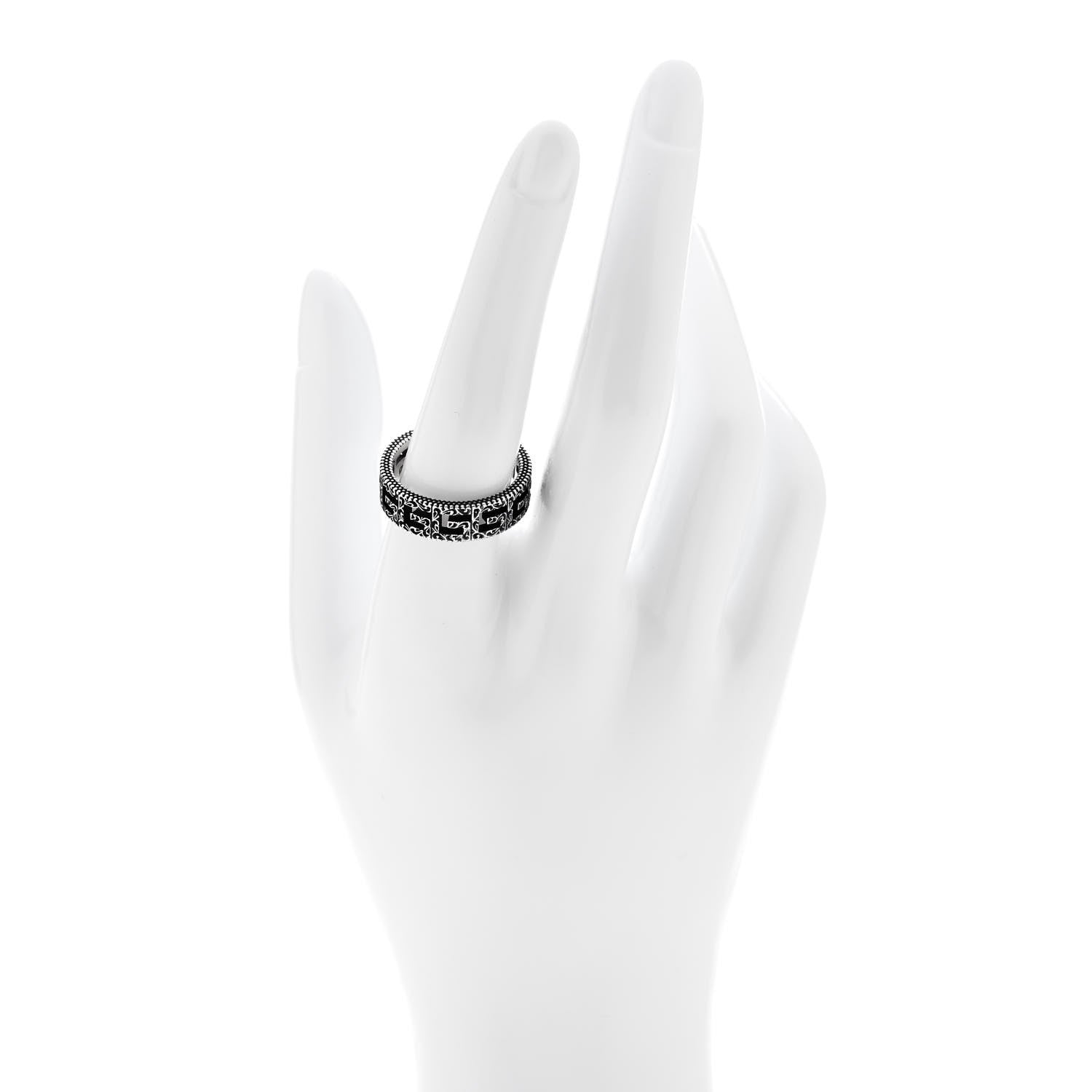 Gucci Sterling Silver Narrow Square G Band Ring 58 8.5 2 of 6