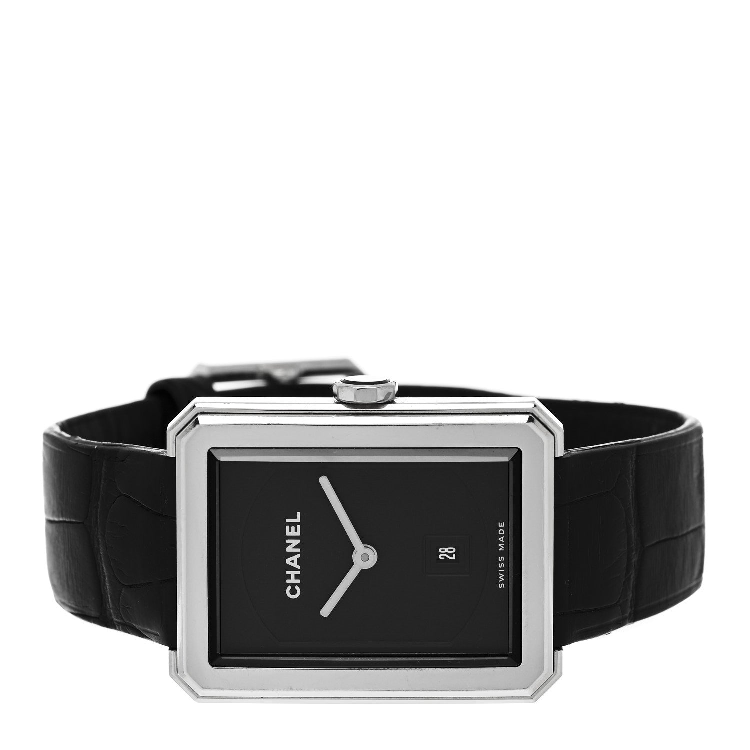 Chanel Stainless Steel Alligator 26mm Boy-Friend Quartz Watch Black 2 of 4