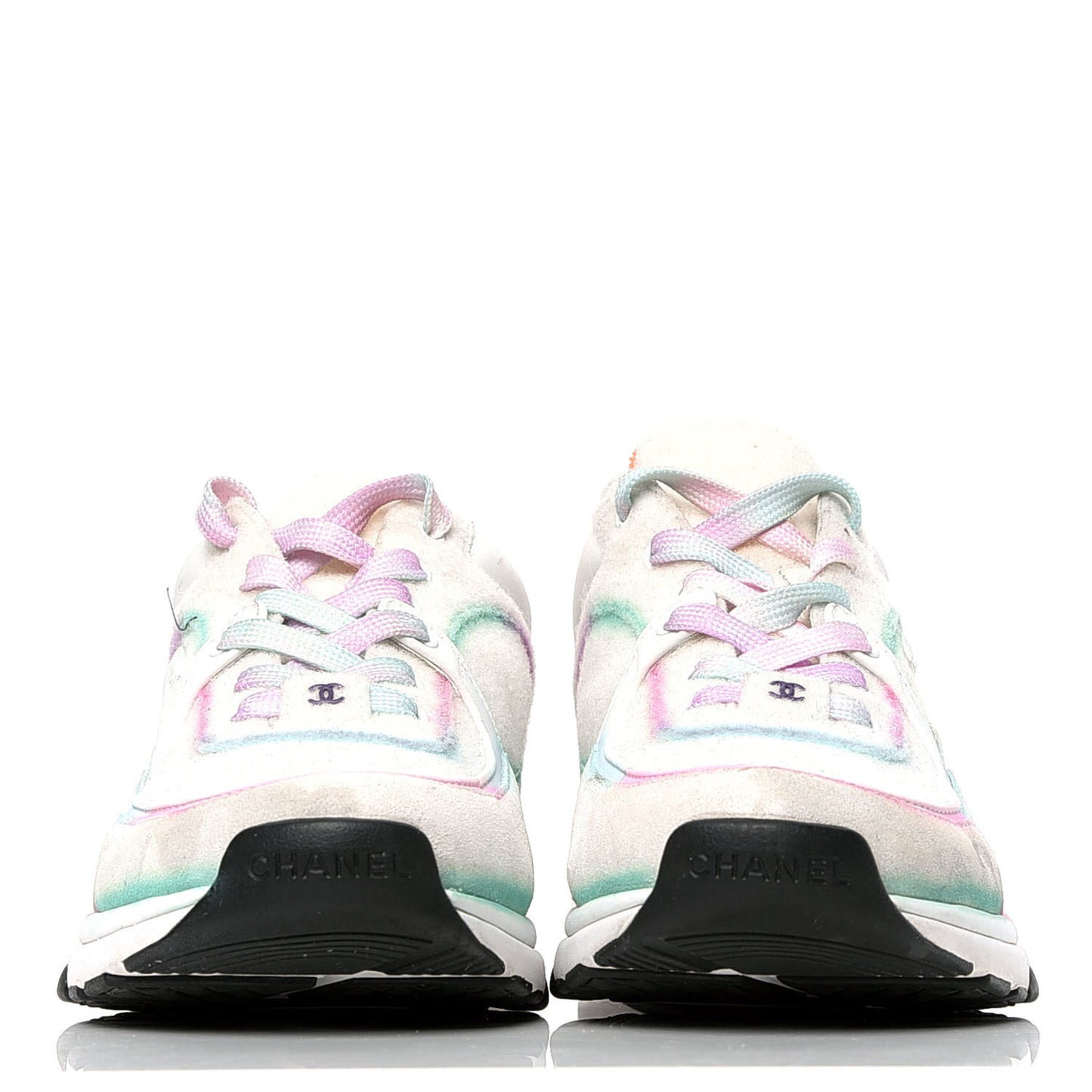 Wool Suede Calfskin CC Sneakers 38.5 Multicolor
