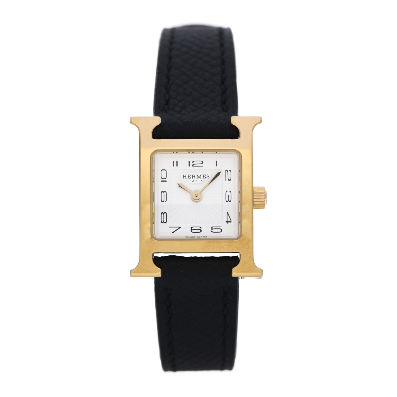 Hermes Stainless Steel Epsom 17.2mm Heure H Hour Quartz Watch Noir 1 of 5