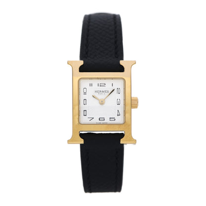 Hermes Stainless Steel Epsom 17.2mm Heure H Hour Quartz Watch Noir 1 of 5