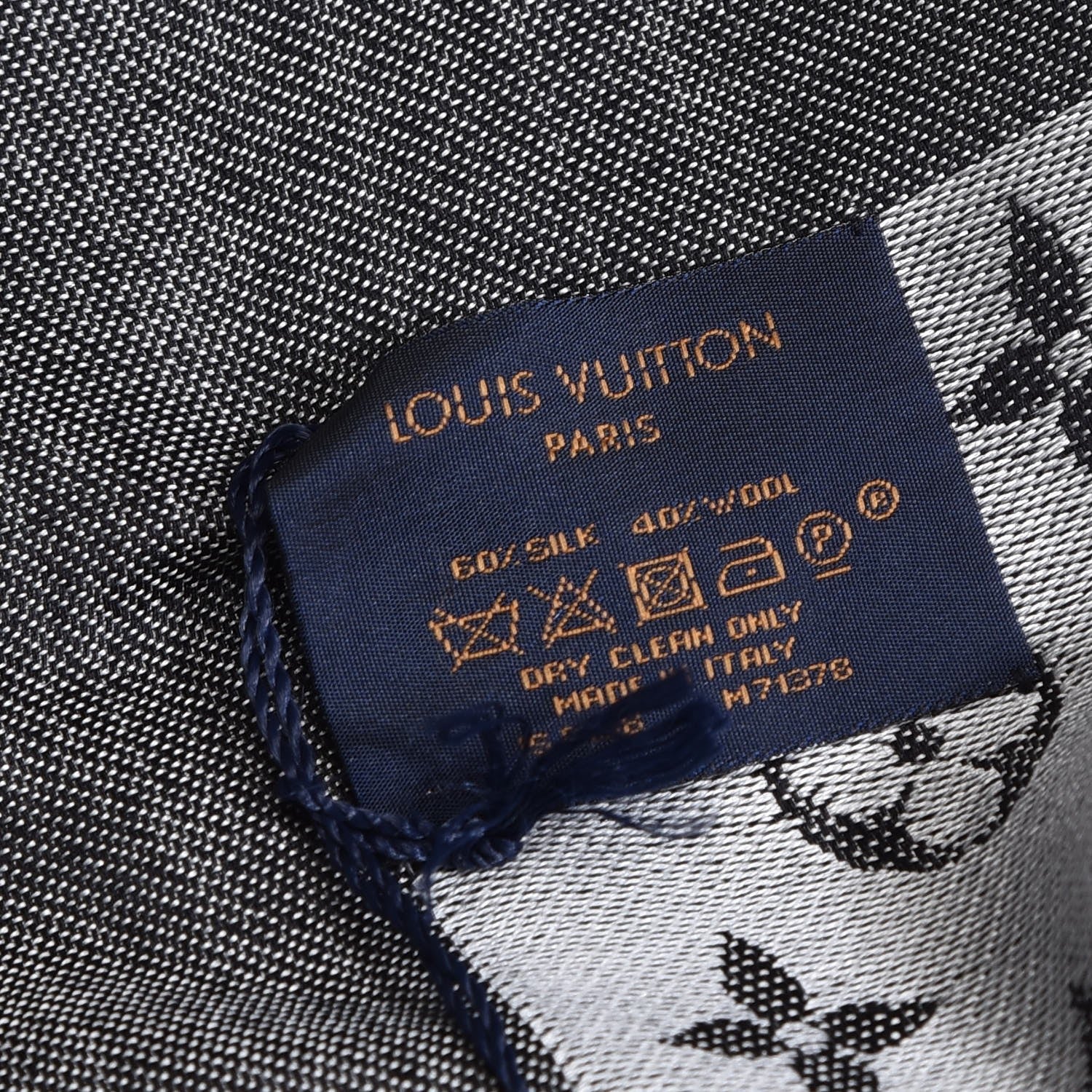 Louis Vuitton Wool Silk Monogram Denim Shawl Black 4 of 4