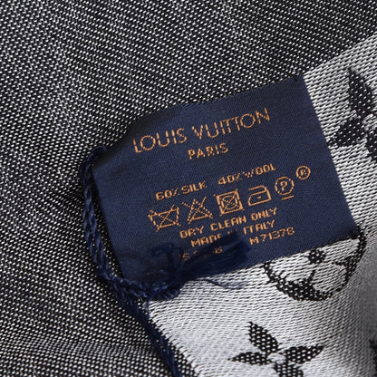 Louis Vuitton Wool Silk Monogram Denim Shawl Black 4 of 4