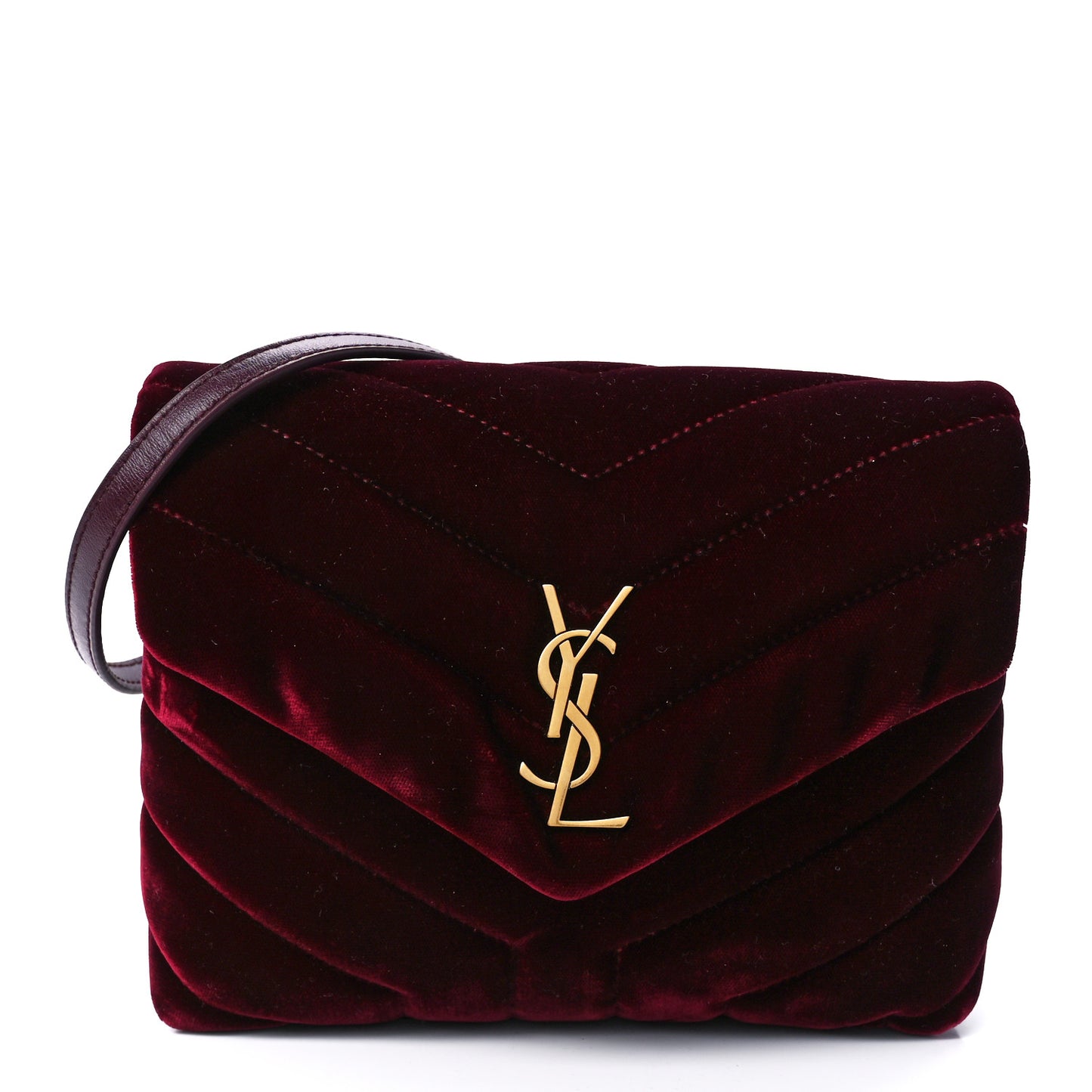 Velvet Y Quilted Monogram Toy Loulou Crossbody Bag French Burgundy