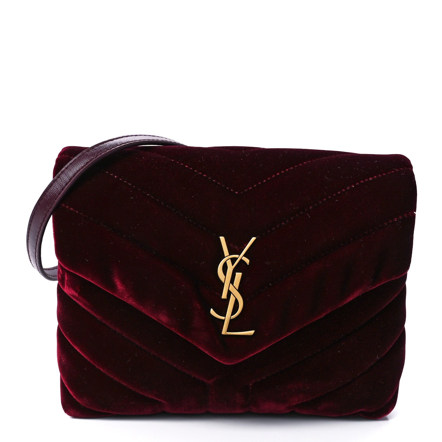 Saint Laurent Velvet Y Quilted Monogram Toy Loulou Crossbody Bag French Burgundy 1 of 12
