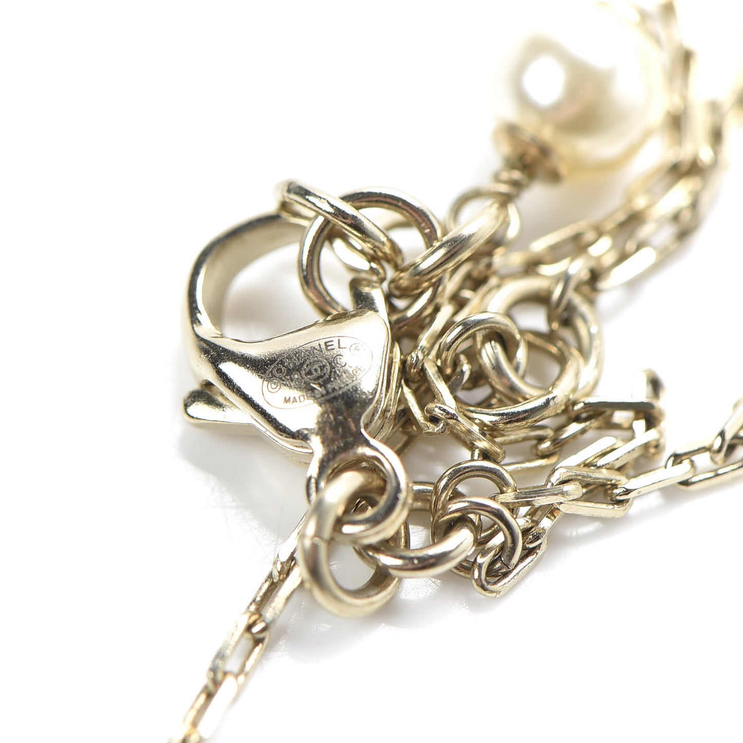 Crystal Pearl CC Arrow Bracelet Gold