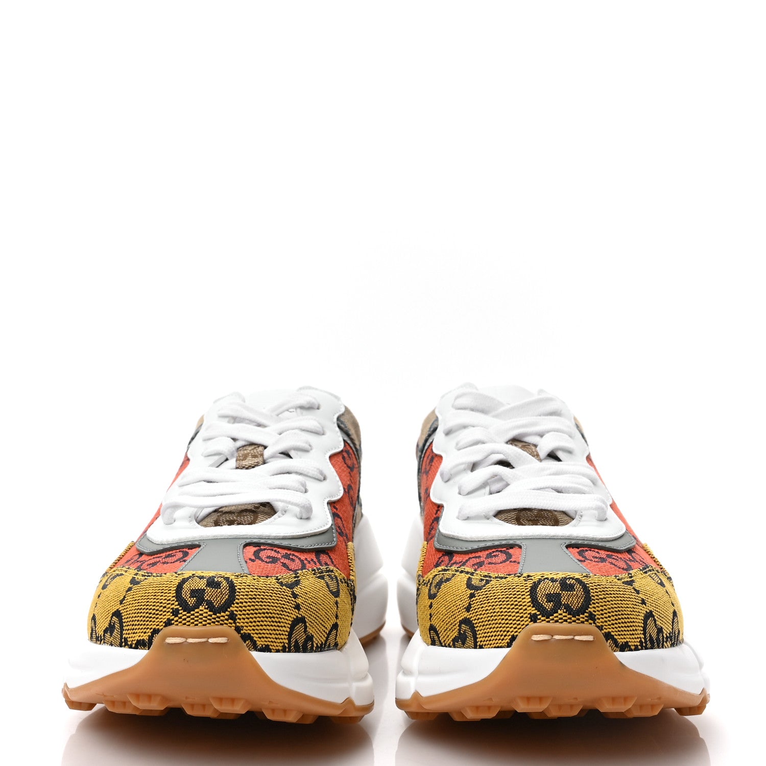 Gucci Monogram Multicolor Demetra Womens Rhyton Sneakers 36.5 Yellow Blue Great White Tabasco 2 of 7