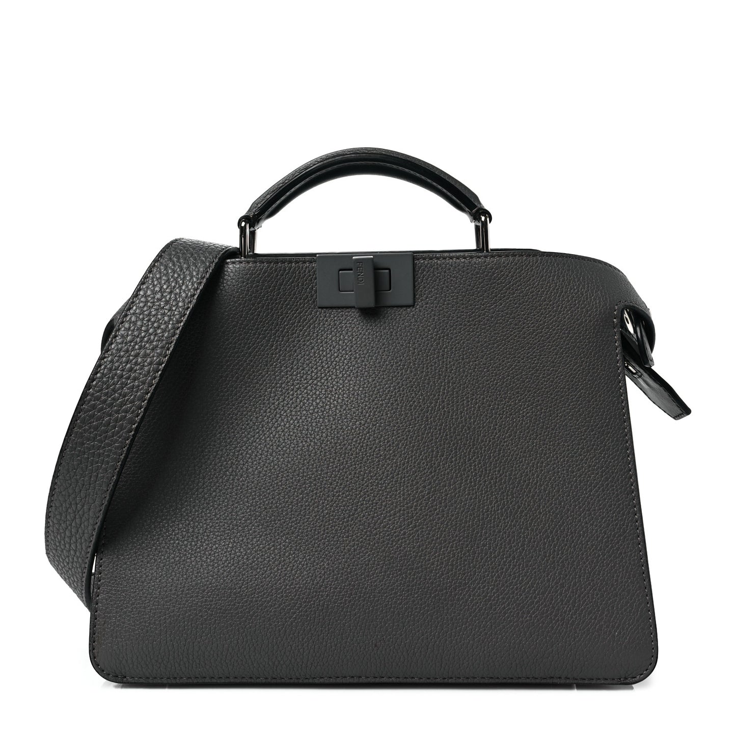 Cuoio Romano Vitello Cover Monochrome Mini Peekaboo I SEE U Satchel Argilla Black