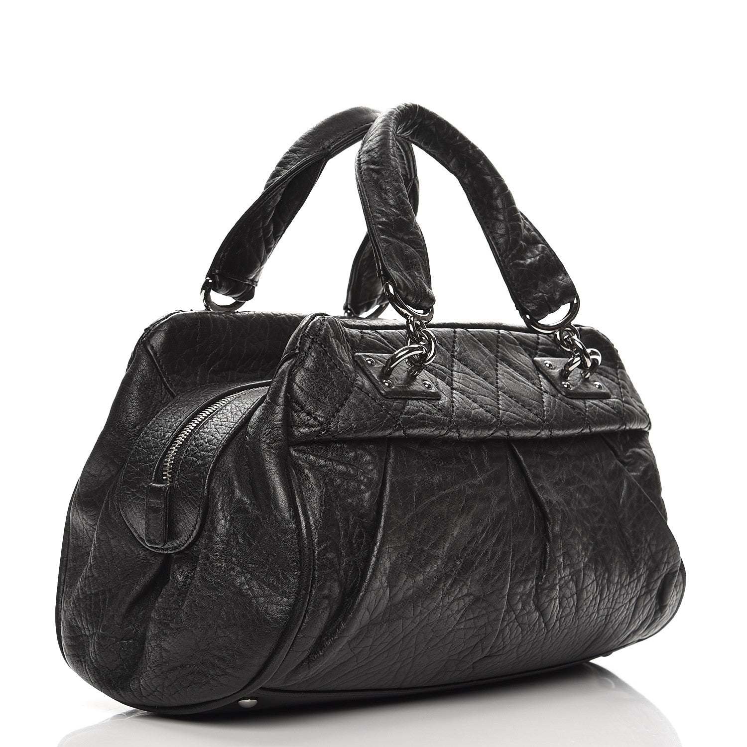 Chanel Distressed Lambskin Quilted Small Le Marais Tote Black 3 of 9