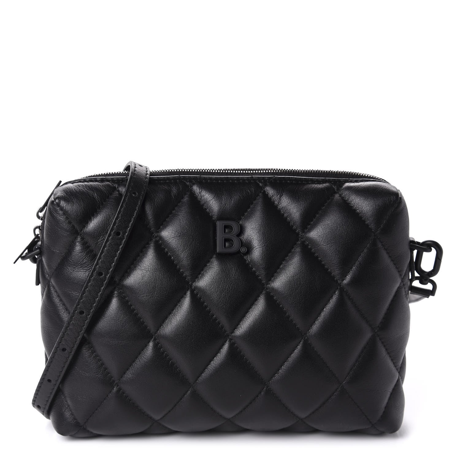 Balenciaga Nappa Calfskin Quilted Touch B Camera Shoulder Bag Black 2 of 10