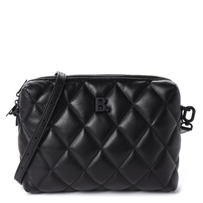 Balenciaga Nappa Calfskin Quilted Touch B Camera Shoulder Bag Black 2 of 10