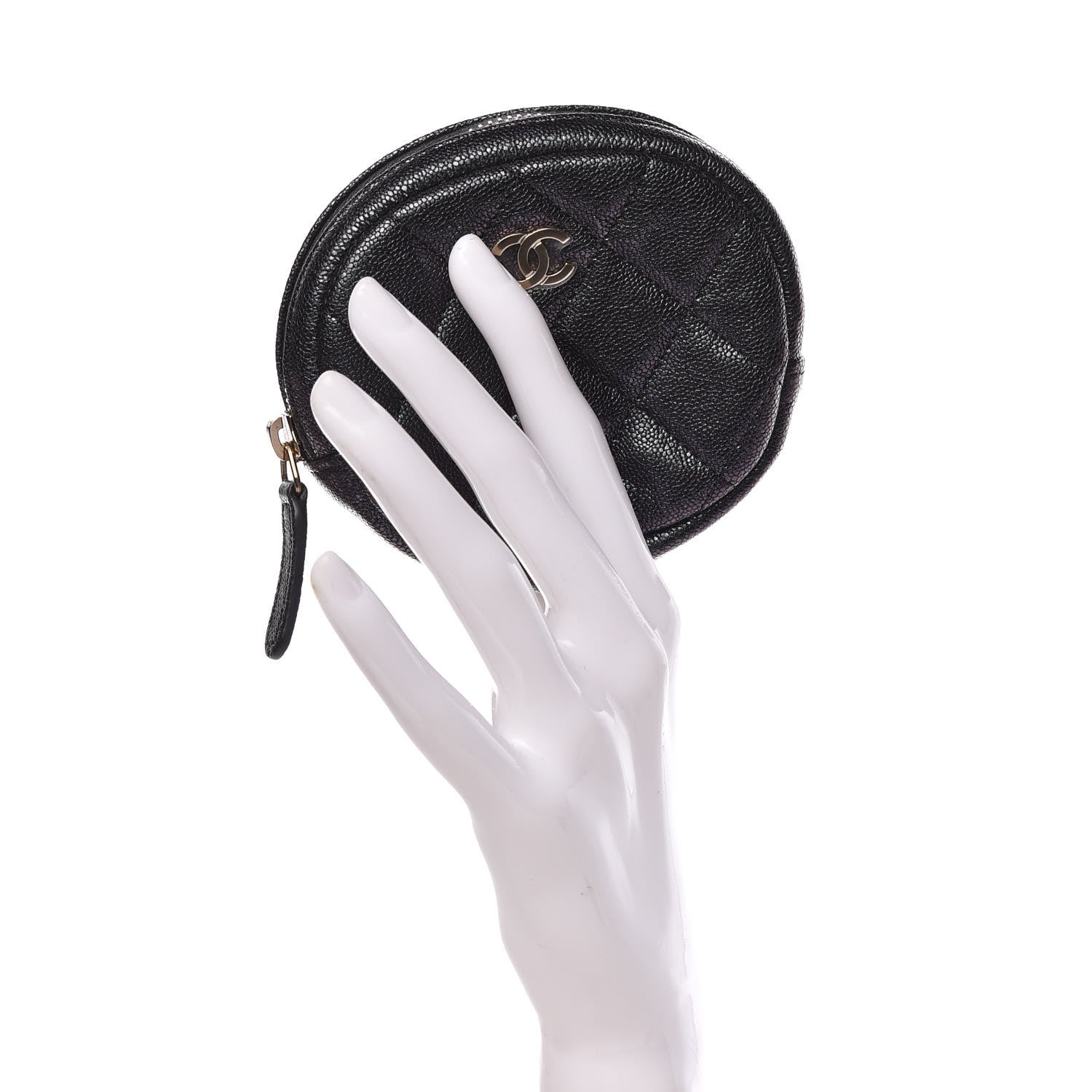 Chanel Iridescent Caviar Quilted Zip Around Classic Coin Purse Black 2 of 8