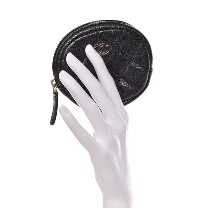 Chanel Iridescent Caviar Quilted Zip Around Classic Coin Purse Black 2 of 8