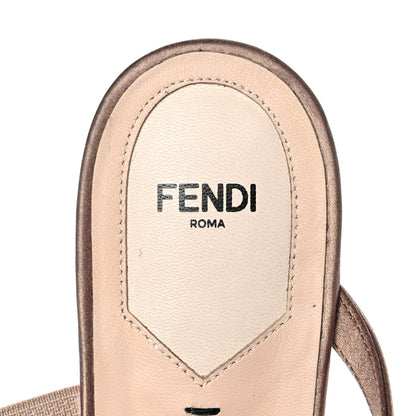 Fendi Satin Technical Mesh Colibri Crystal Embellished Mule 38.5 Nude 13 of 17