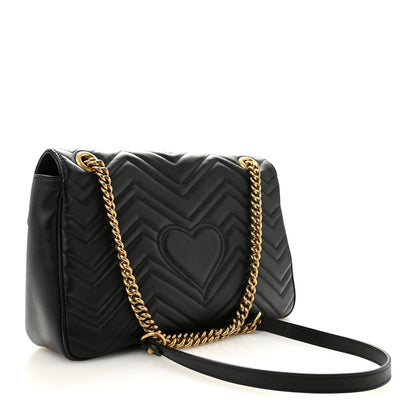 Gucci Calfskin Matelasse Medium GG Marmont Shoulder Bag Black 3 of 12