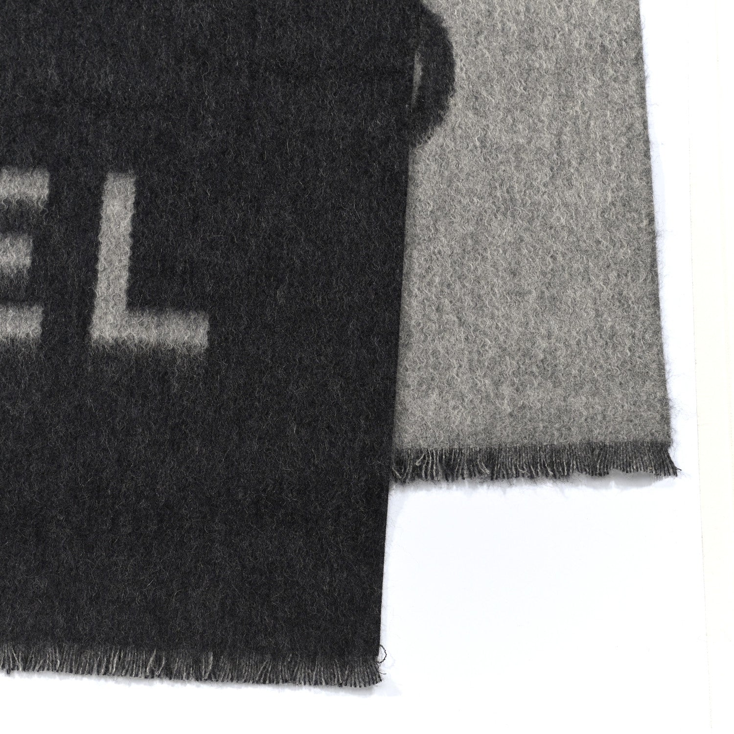 Chanel Cashmere CC Fringe Stole Grey Dark Grey 3 of 4