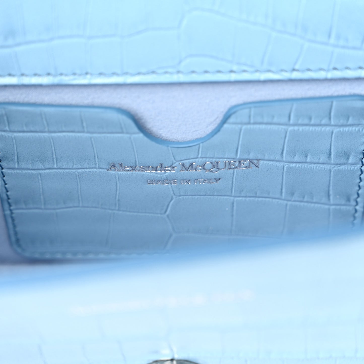 Calfskin Crocodile Embossed Knuckle Shoulder Bag Ciel