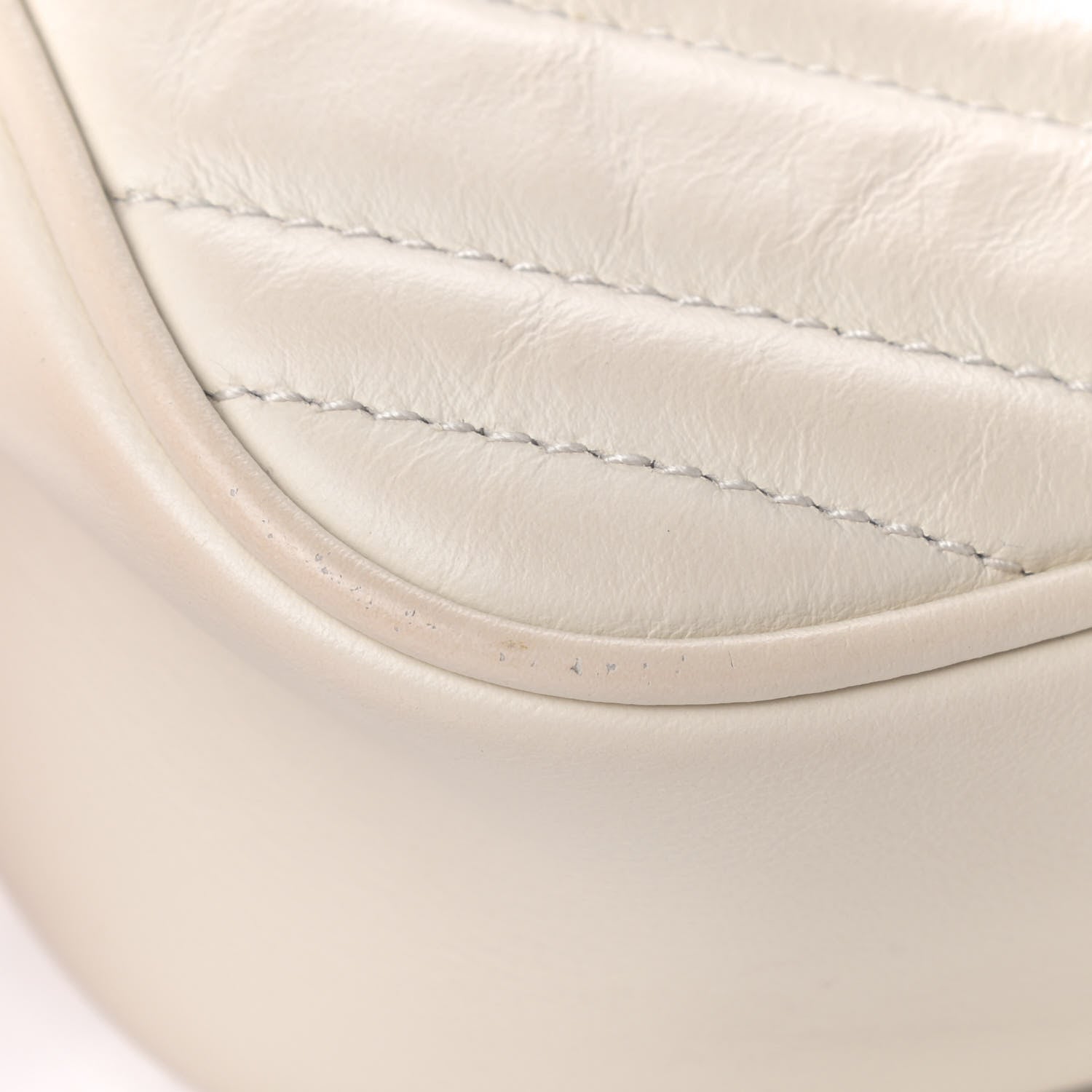 Gucci Calfskin Matelasse Small GG Marmont Chain Shoulder Bag White 6 of 7
