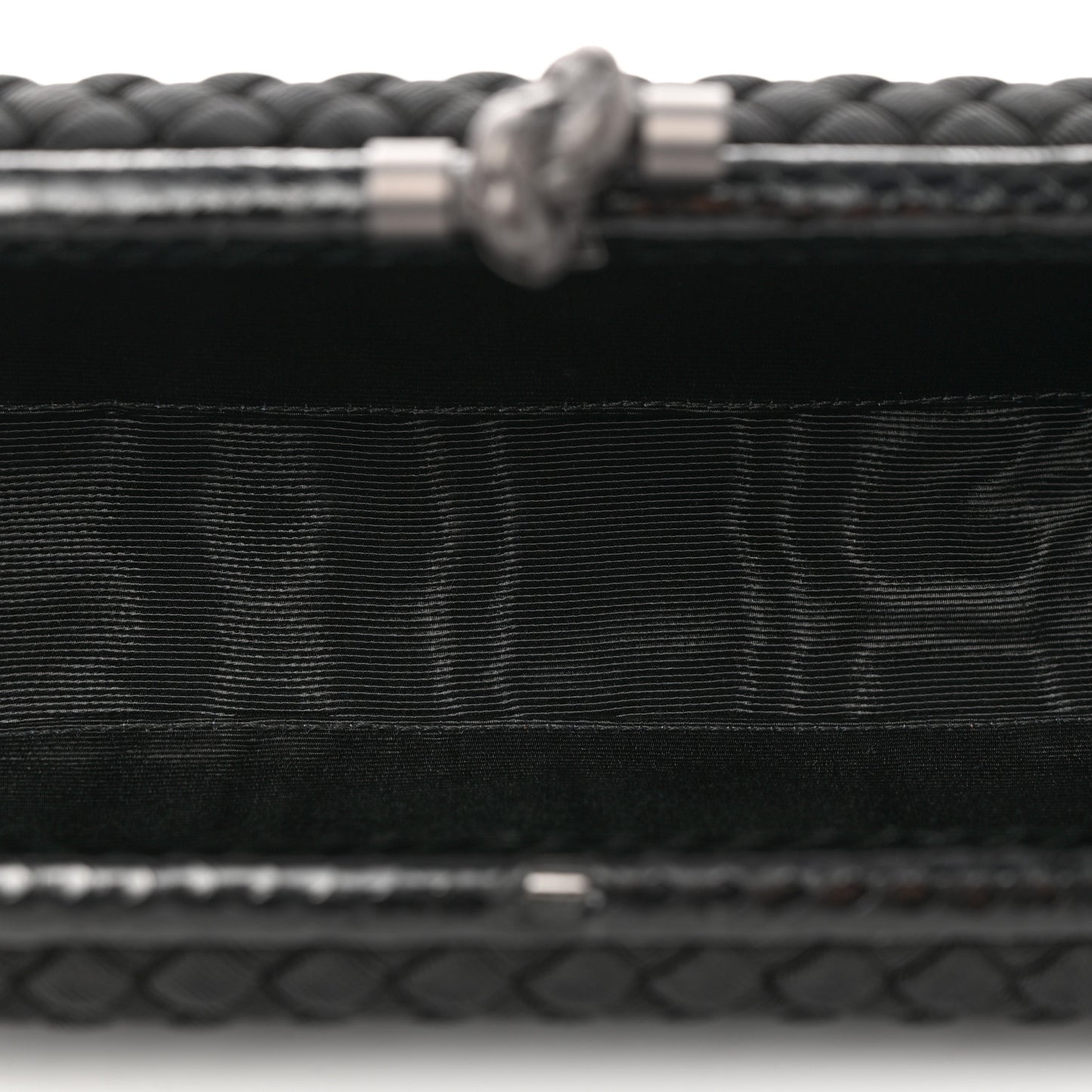 Satin Ayers Intreccio Impero Stretch Knot Clutch Black