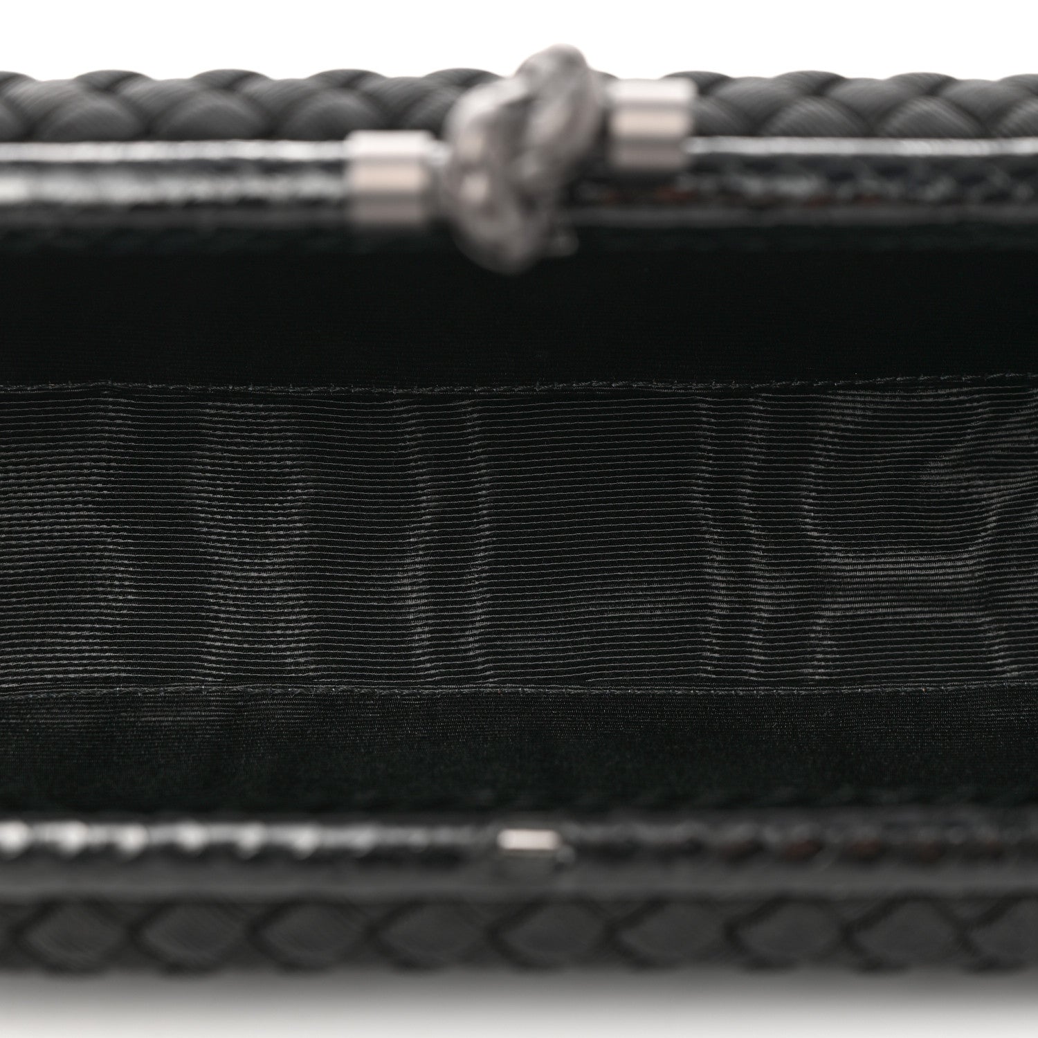 Bottega Veneta Satin Ayers Intreccio Impero Stretch Knot Clutch Black 5 of 9