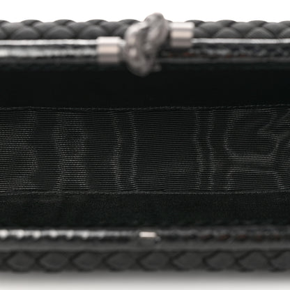 Bottega Veneta Satin Ayers Intreccio Impero Stretch Knot Clutch Black 5 of 9