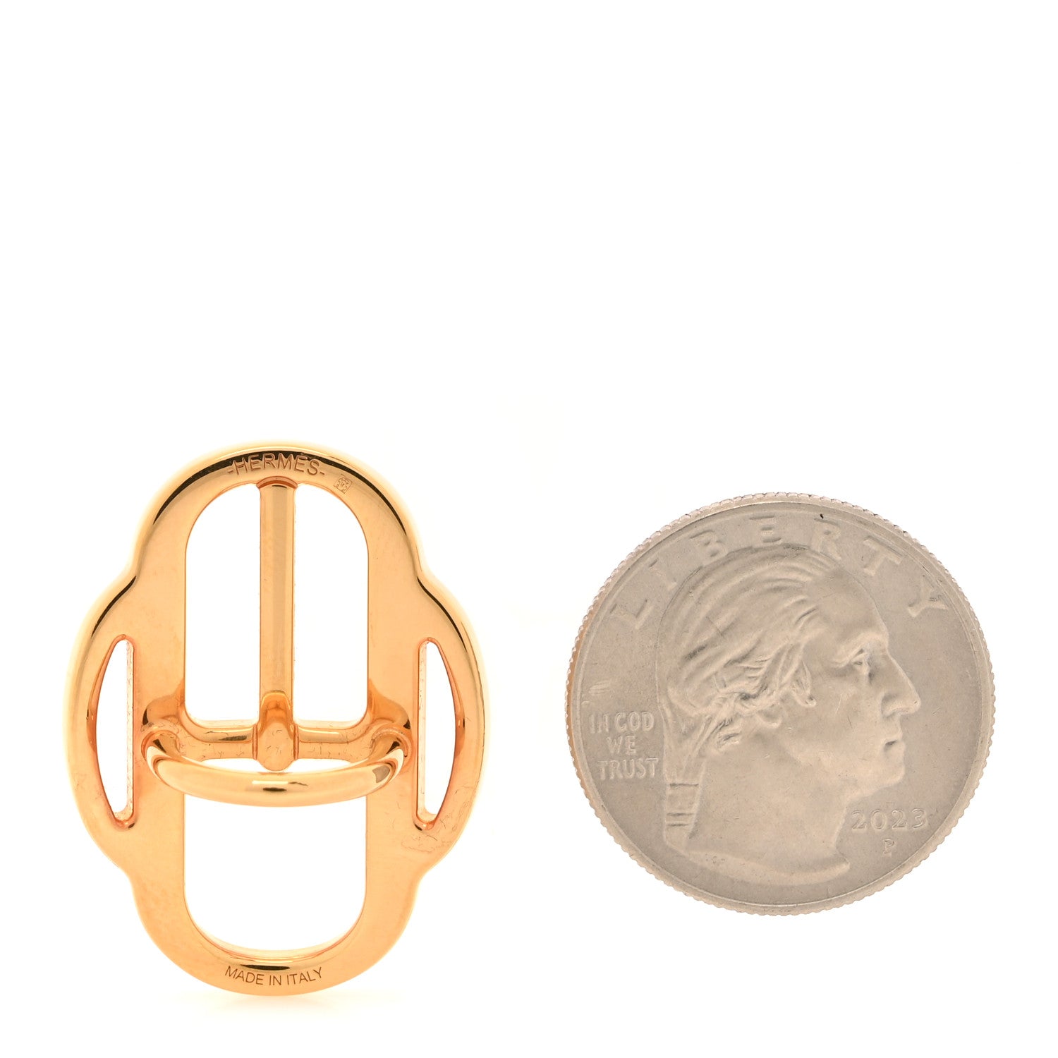 Hermes Polished Rose Gold Plated Mini Boucle Twilly Ring 2 of 4